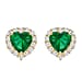 9K Gold Green and White Heart Stud Earrings