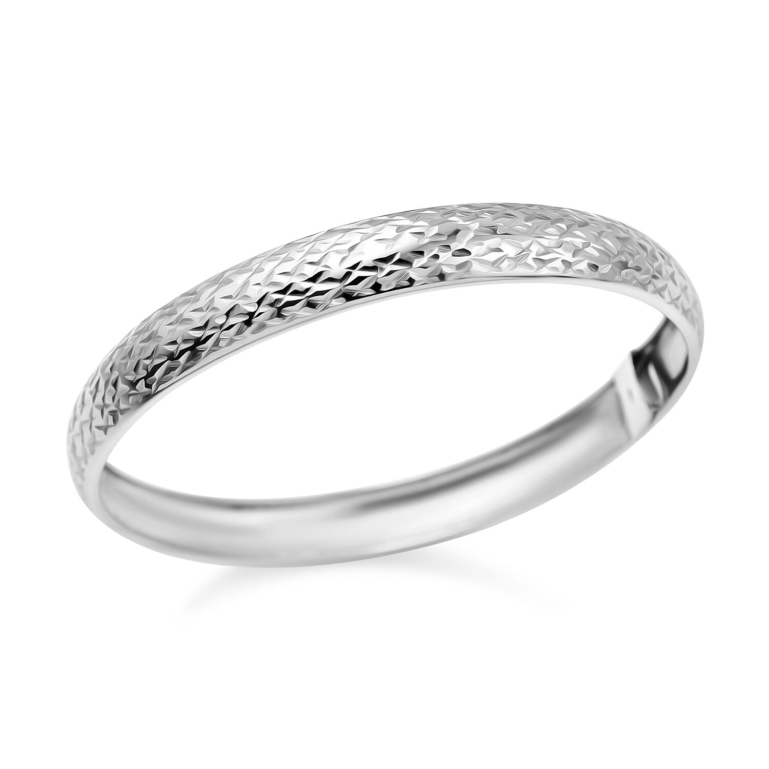 JCK Vegas Closeout - Diamond-Cut Bangle in Yellow Gold Overlay Sterling Silver (Size 8)