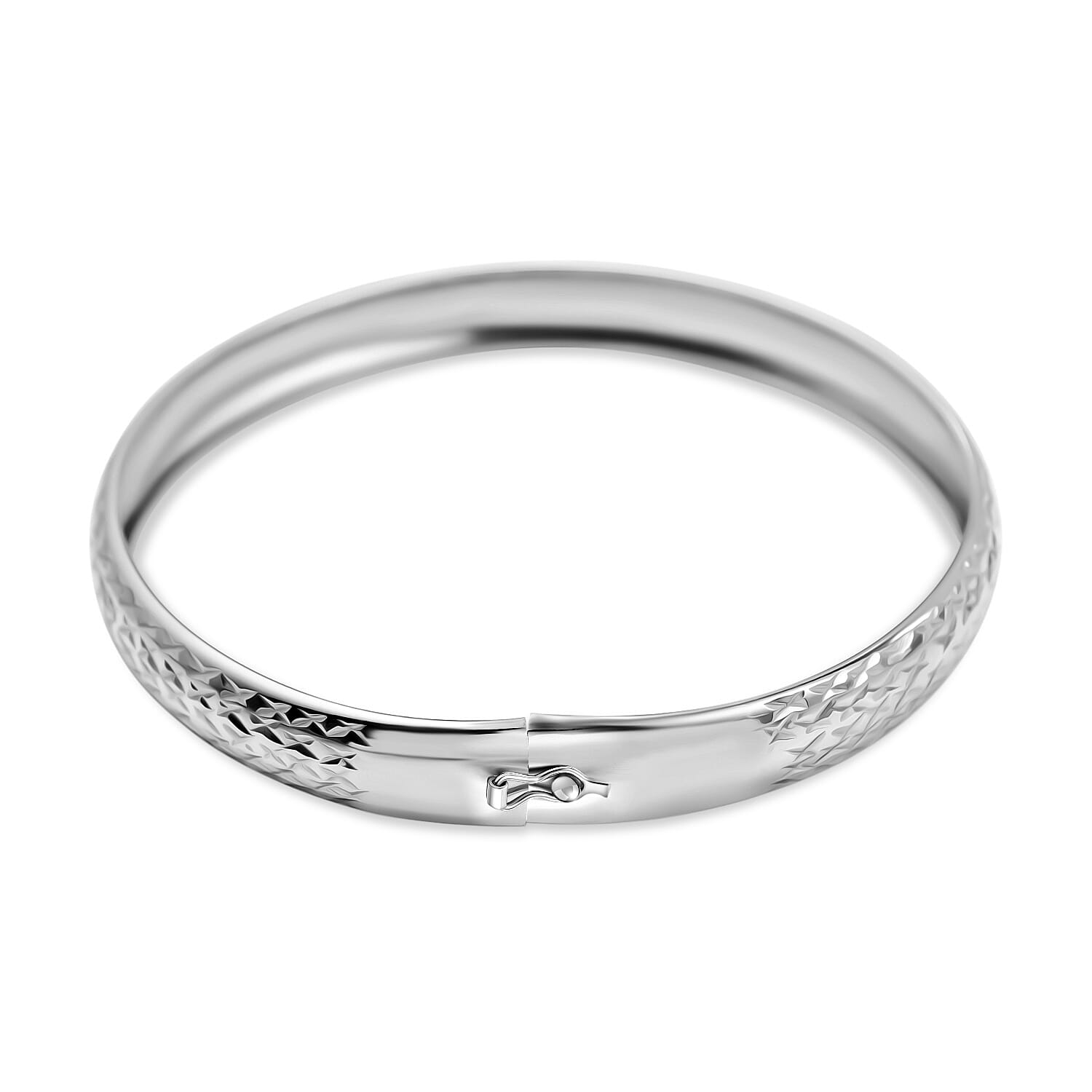 JCK Vegas Closeout - Diamond-Cut Bangle in Yellow Gold Overlay Sterling Silver (Size 8)