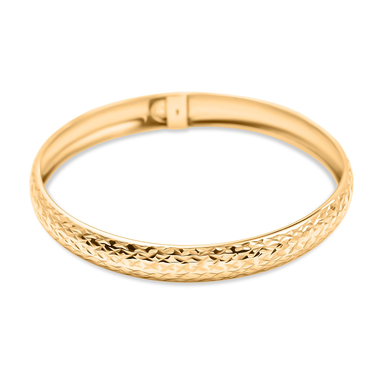 JCK Vegas Closeout - Diamond Cut Bangle (Size - 7.5) in Yellow Gold Plated Sterling Silver