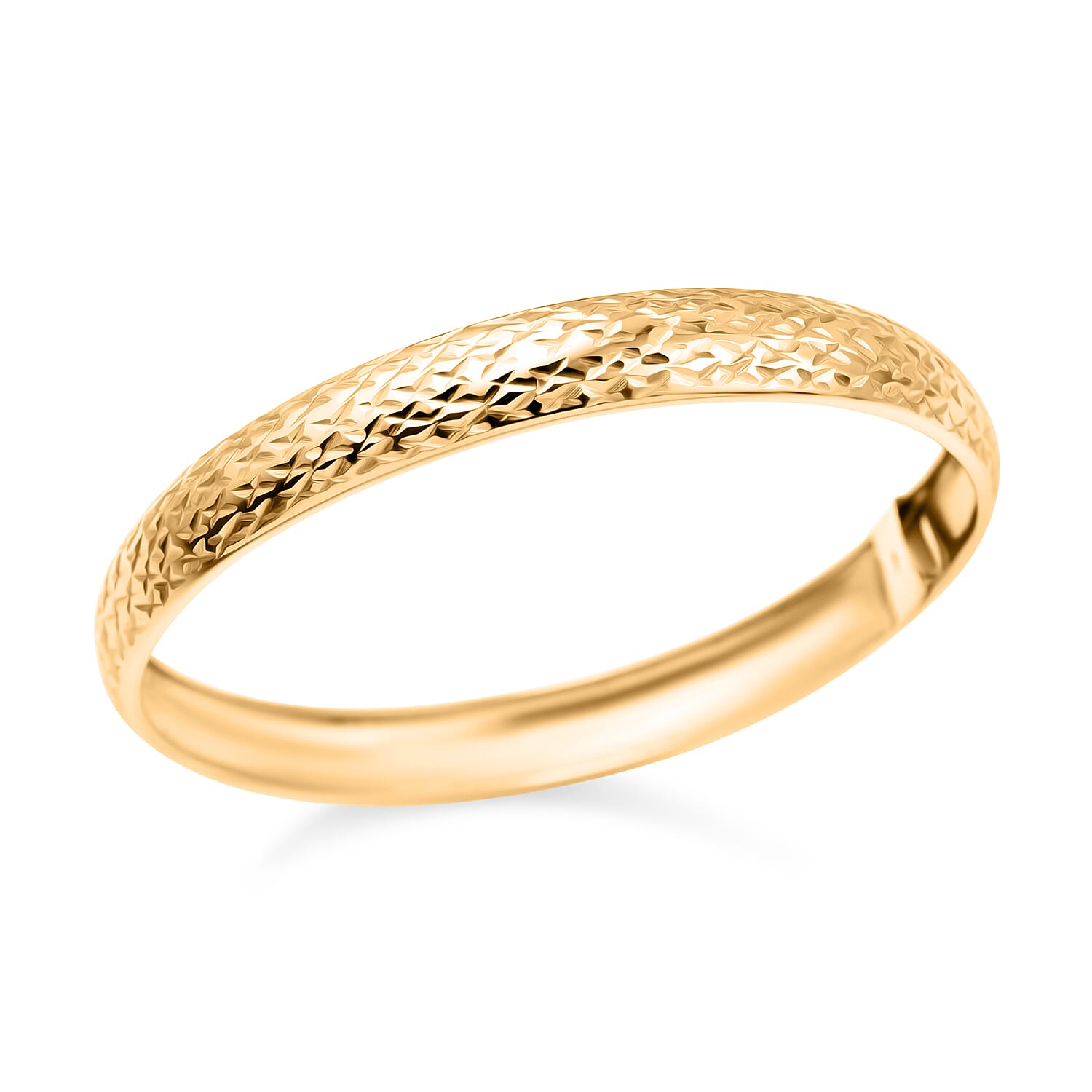 JCK Vegas Closeout - Diamond Cut Bangle (Size - 7.5) in Yellow Gold Plated Sterling Silver