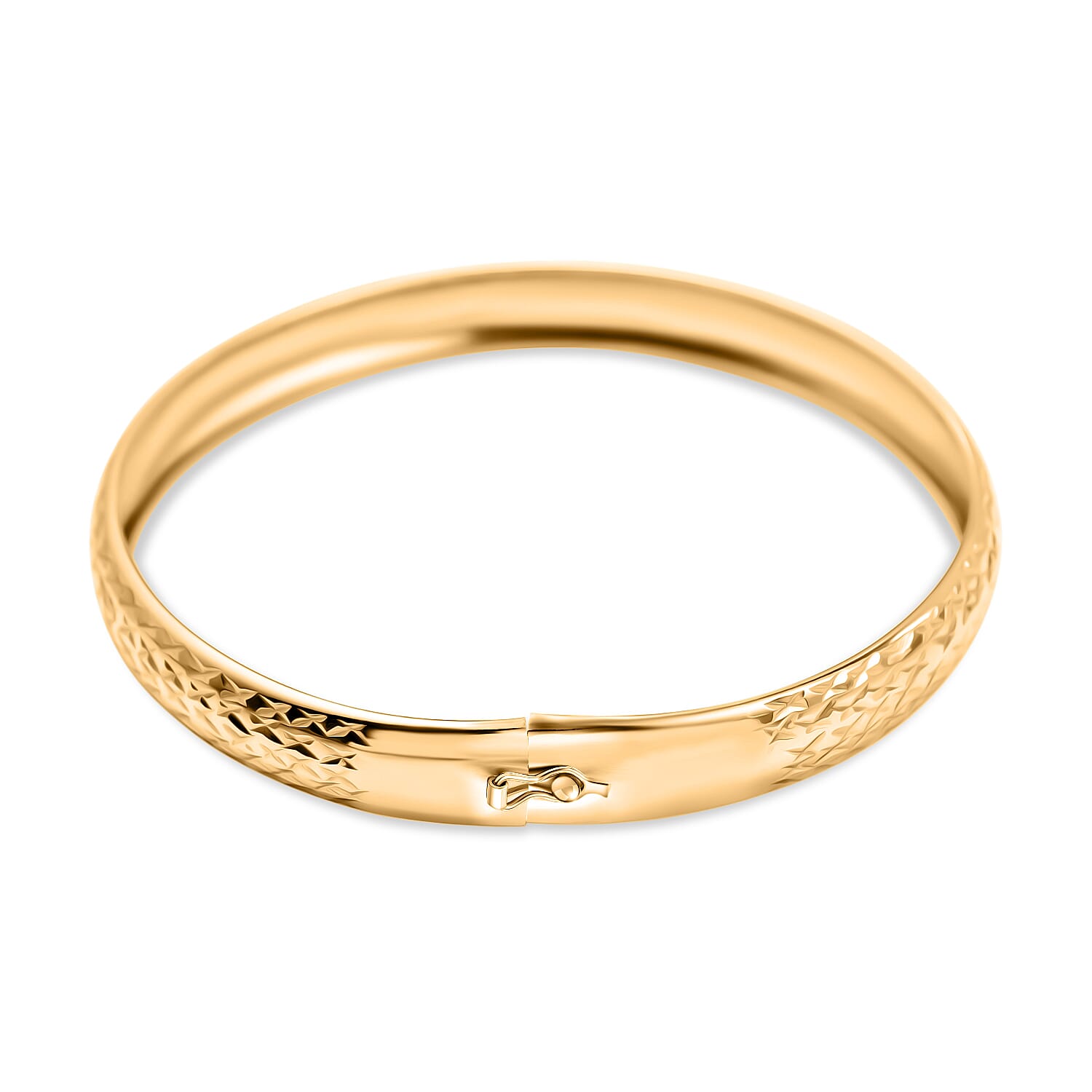 JCK Vegas Closeout - Diamond Cut Bangle (Size - 7.5) in Yellow Gold Plated Sterling Silver