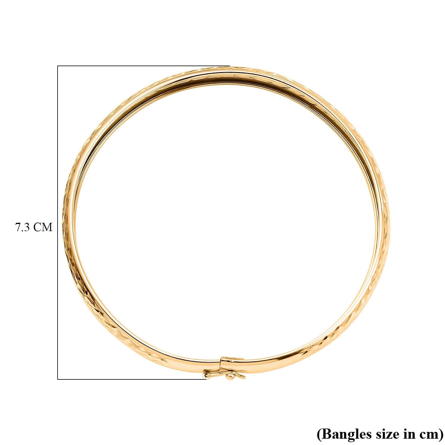 JCK Vegas Closeout - Diamond Cut Bangle (Size - 7.5) in Yellow Gold Plated Sterling Silver