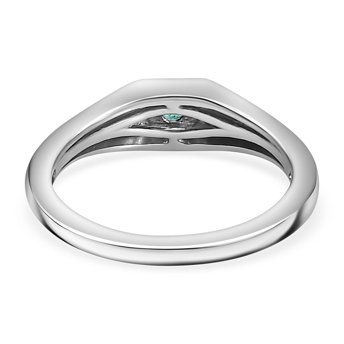 Emerald Solitaire Ring in Platinum Overlay Sterling Silver