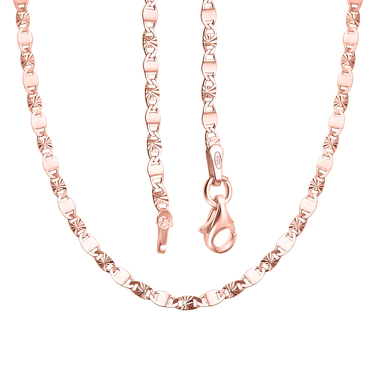 Vegas Close Out - Rose Gold Overlay Sterling Silver Valentino Chain (Size - 24)