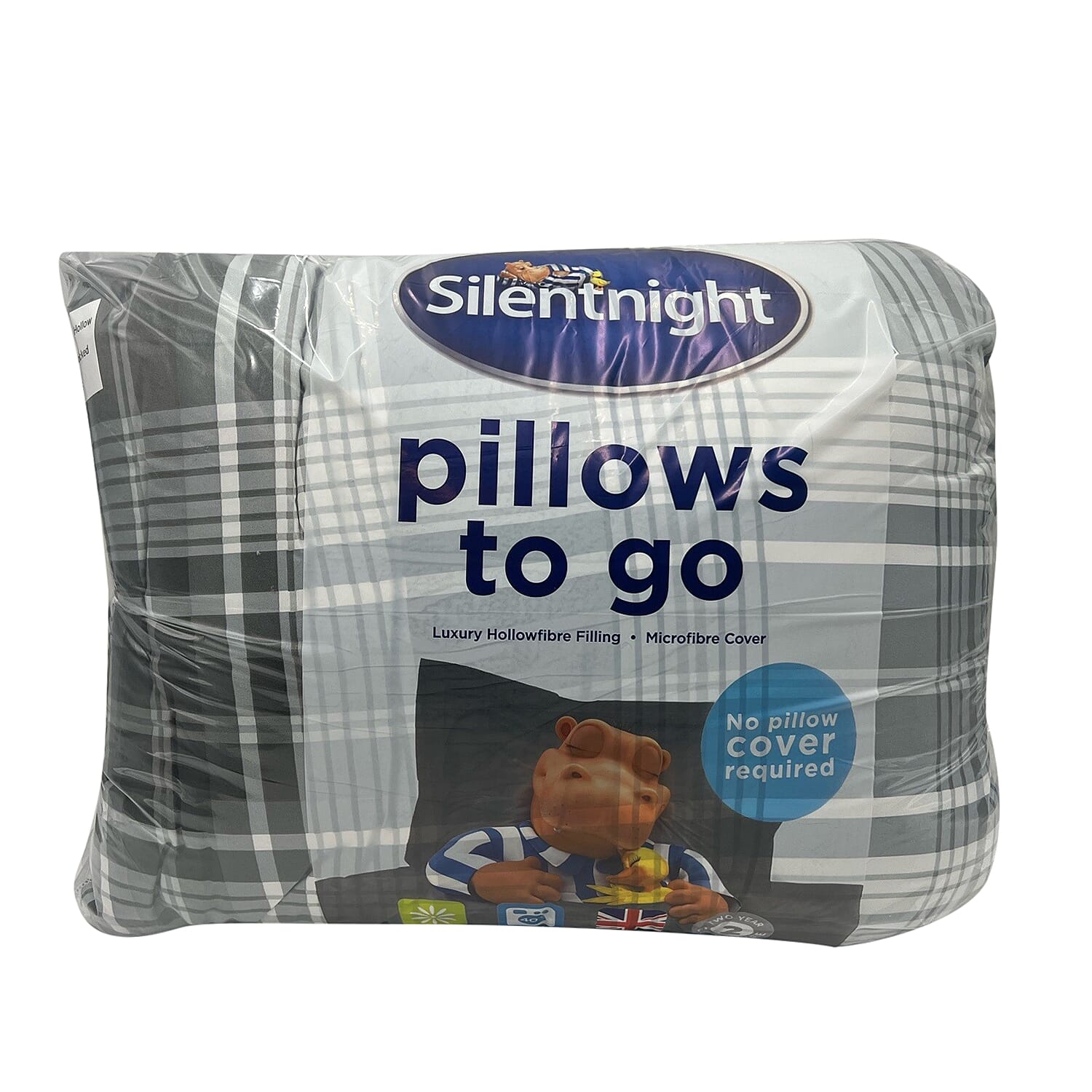 Silentnight Check Pattern Pillows to Go Pair - Grey