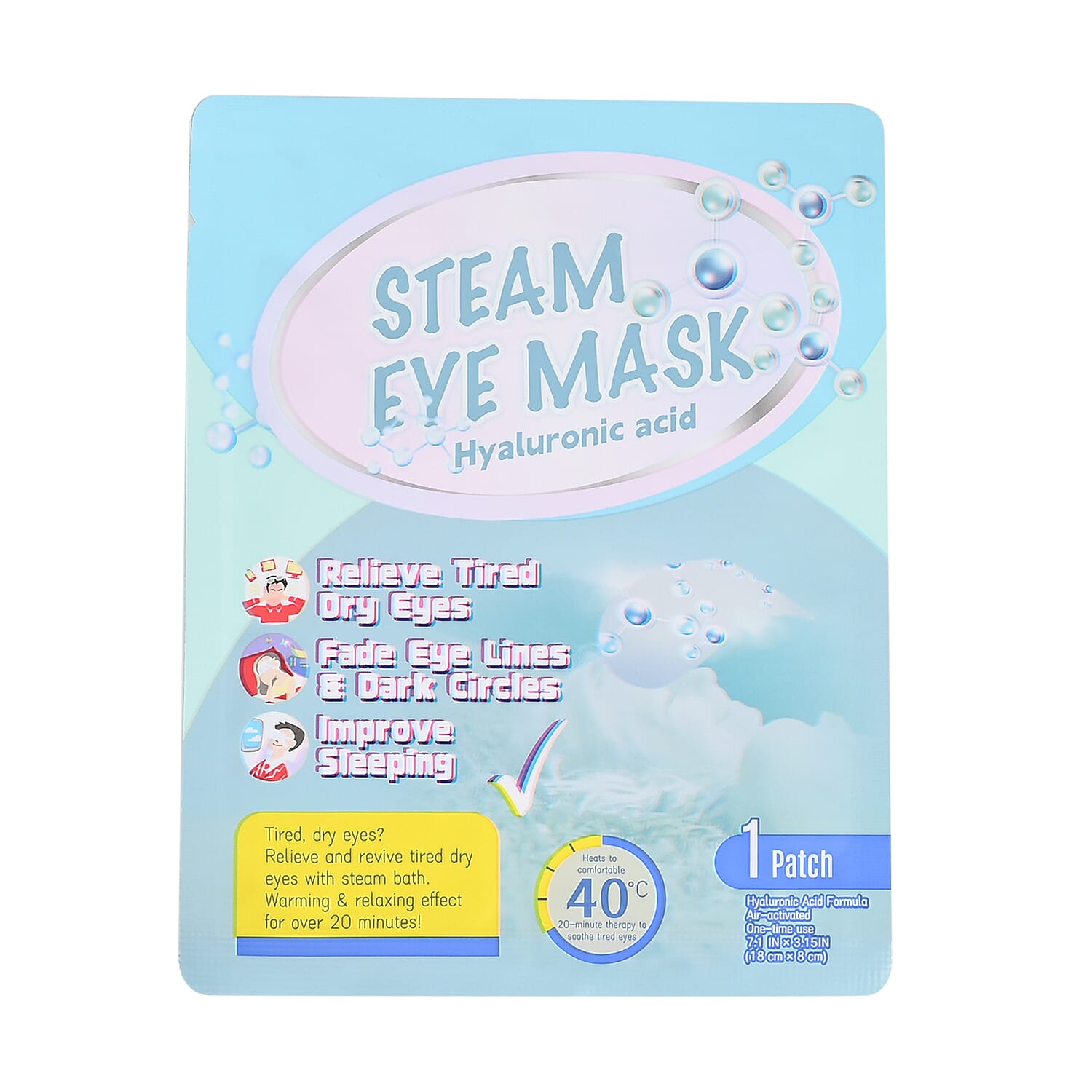 10 Piece Hyaluronic Steam Eye Mask - Blue
