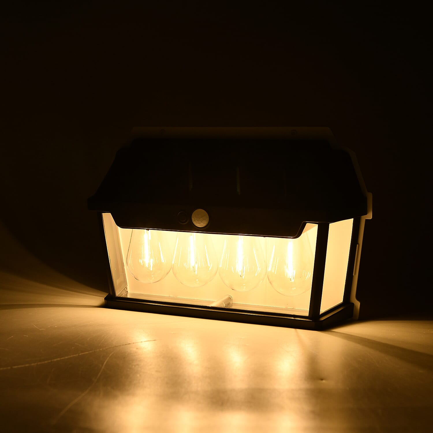 Solar Sensor Lamp with 4 Bulbs (Battery 1200mAh) - Black