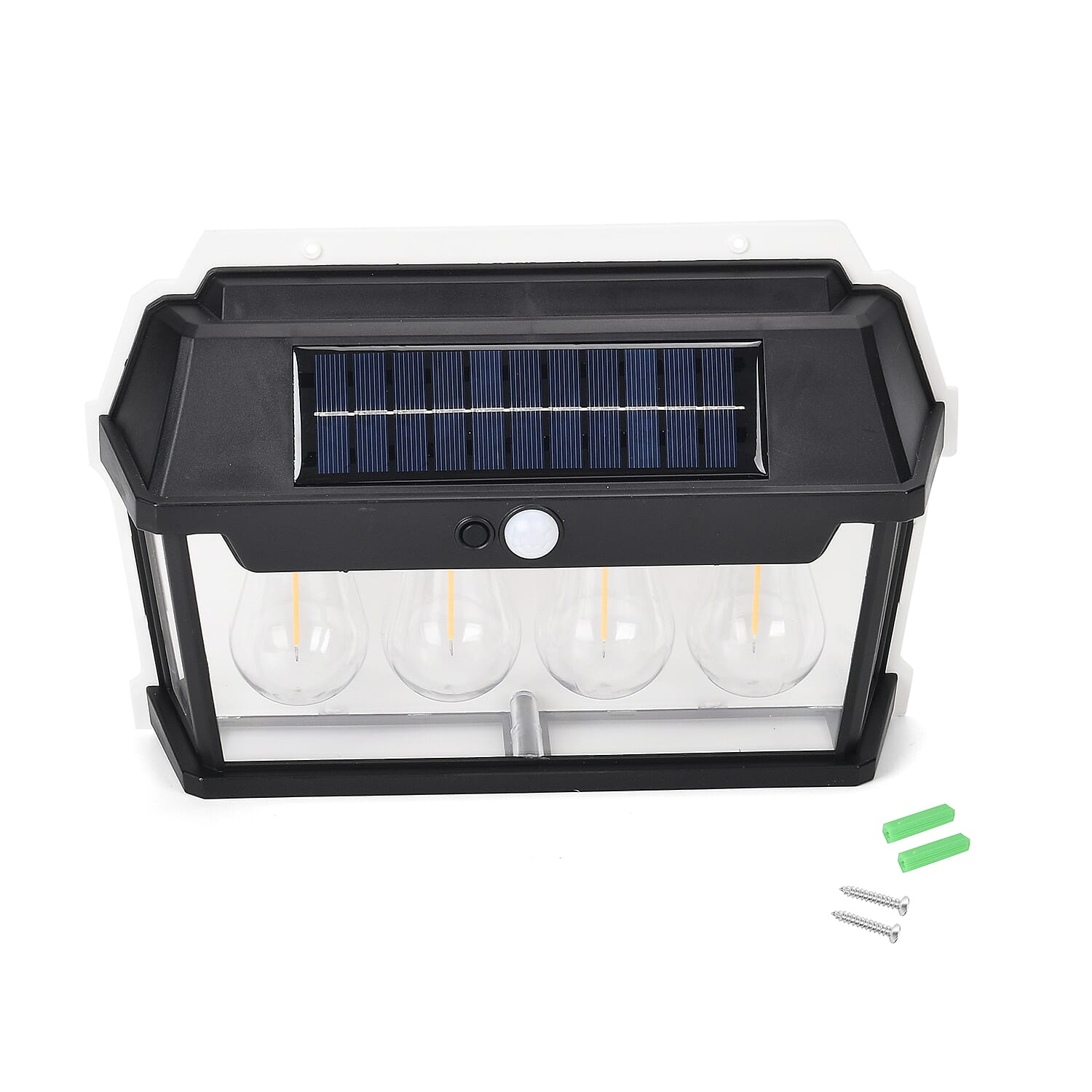 Solar Sensor Lamp with 4 Bulbs (Battery 1200mAh) - Black