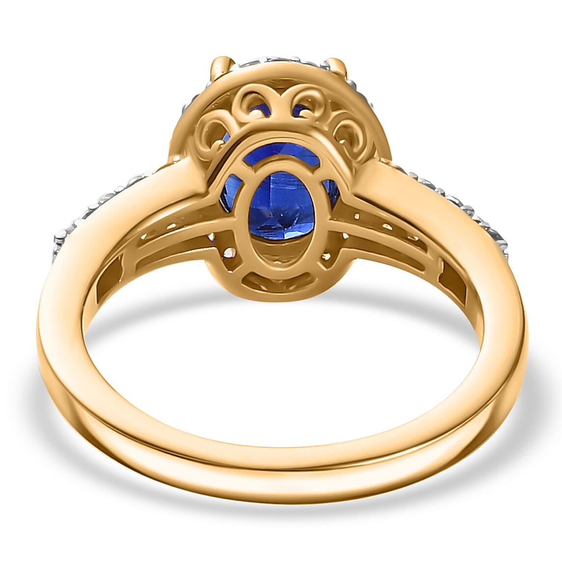 D'Joy Kyanite & White Zircon Ring in 18K Vermeil Yellow Gold Plated Sterling Silver 3.08 Ct.