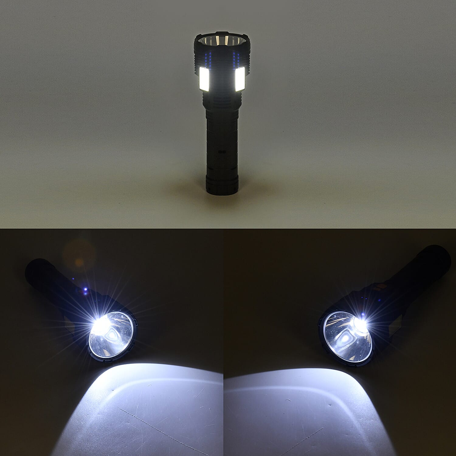 Rechargable Jumbo Flashlight LED - 3 Cob Flashlight (1500 mAh Battery)