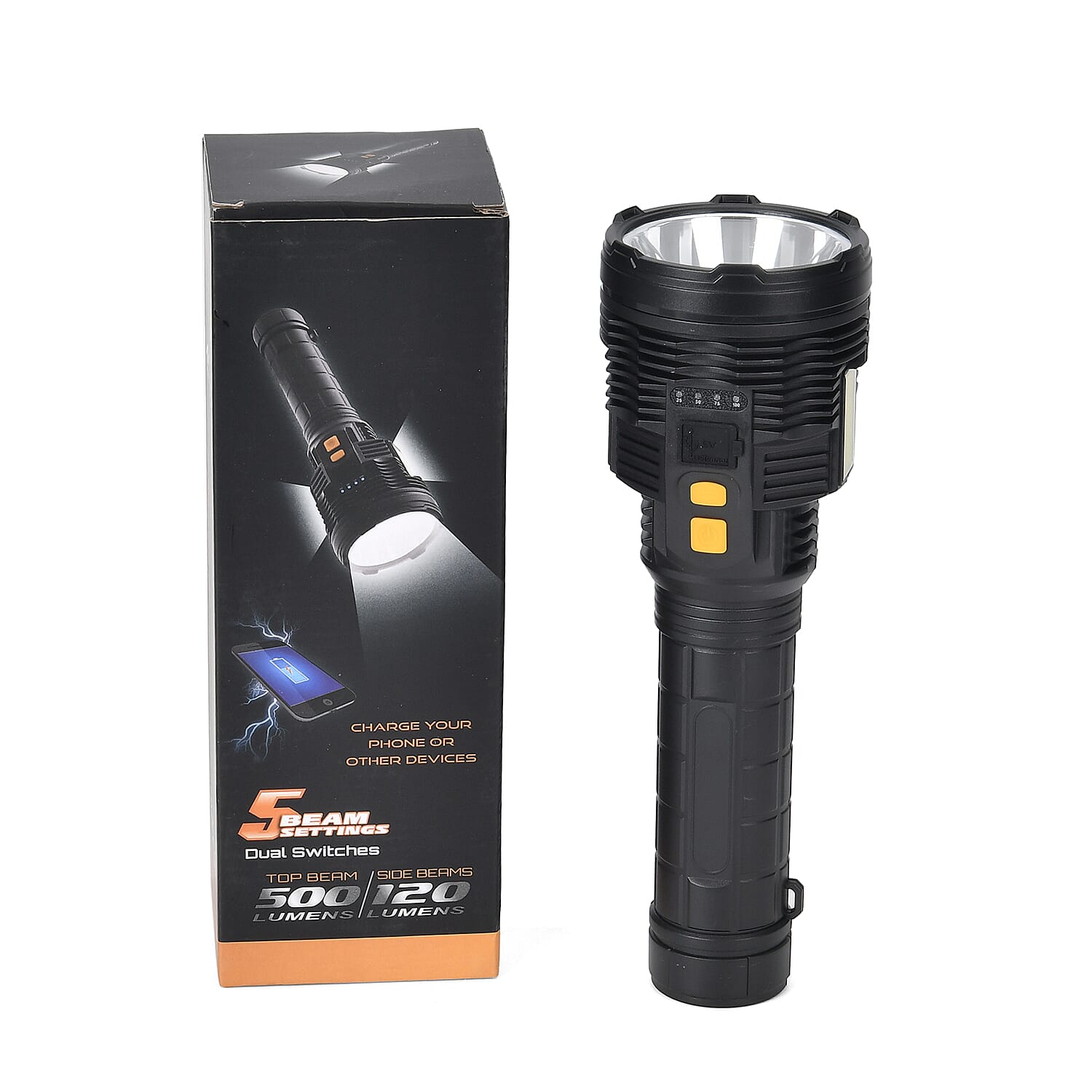 Rechargable Jumbo Flashlight LED - 3 Cob Flashlight (1500 mAh Battery)