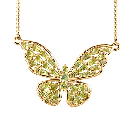 GP Italian Garden Collection - Hebei Peridot Necklace (Size - 20) in 18K YG Vermeil Plated Sterling Silver 2.22 Ct, Silver Wt. 5.31 Gms