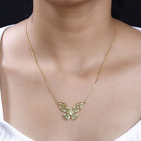 GP Italian Garden Collection - Hebei Peridot Necklace (Size - 20) in 18K YG Vermeil Plated Sterling Silver 2.22 Ct, Silver Wt. 5.31 Gms