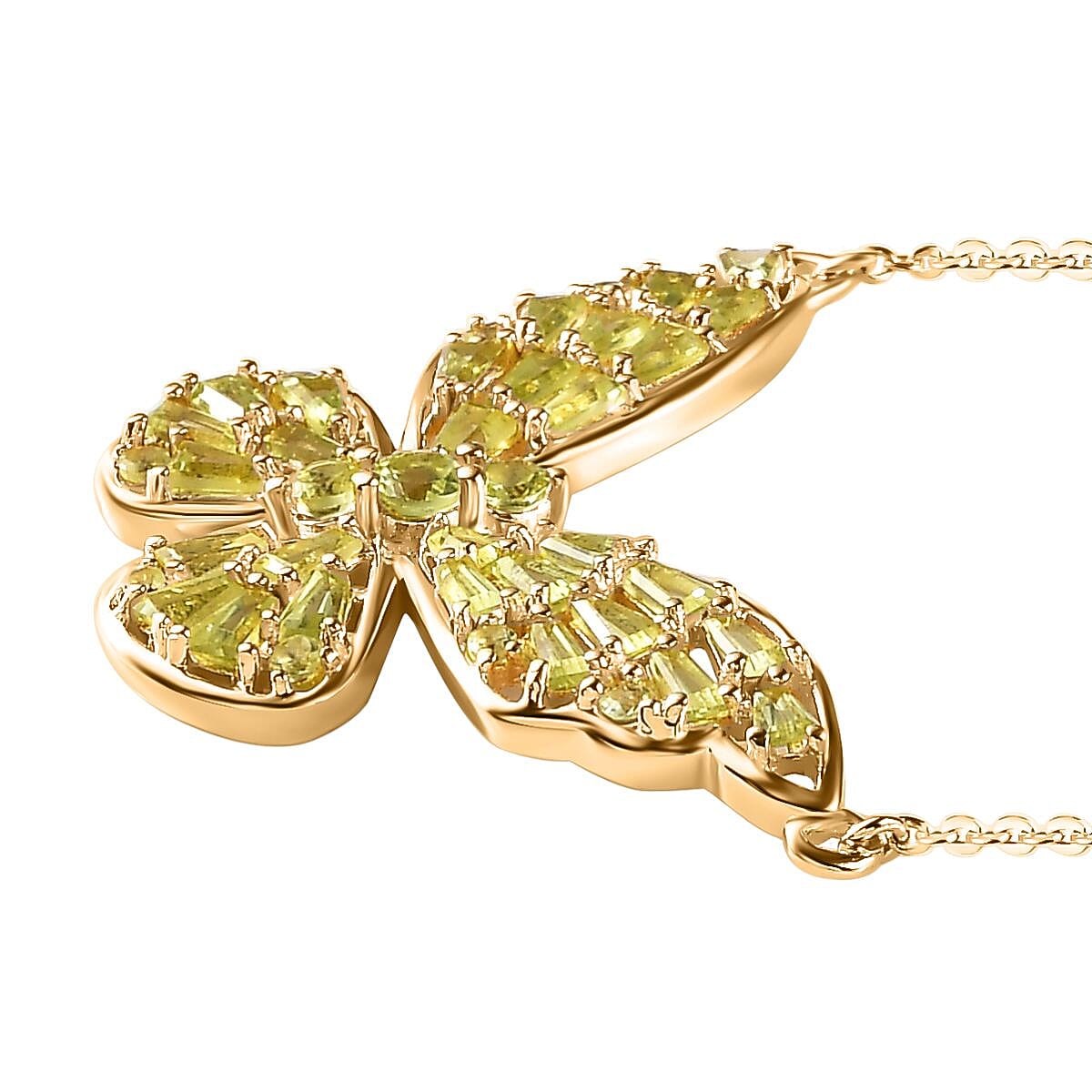 GP Italian Garden Collection - Hebei Peridot Necklace (Size - 20) in 18K YG Vermeil Plated Sterling Silver 2.22 Ct, Silver Wt. 5.31 Gms