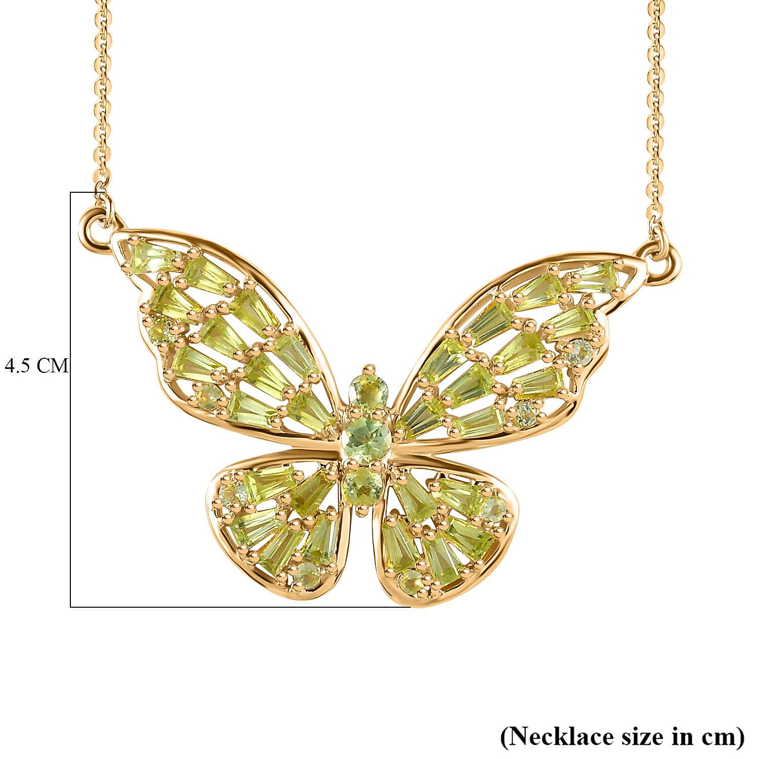 GP Italian Garden Collection - Hebei Peridot Necklace (Size - 20) in 18K YG Vermeil Plated Sterling Silver 2.22 Ct, Silver Wt. 5.31 Gms