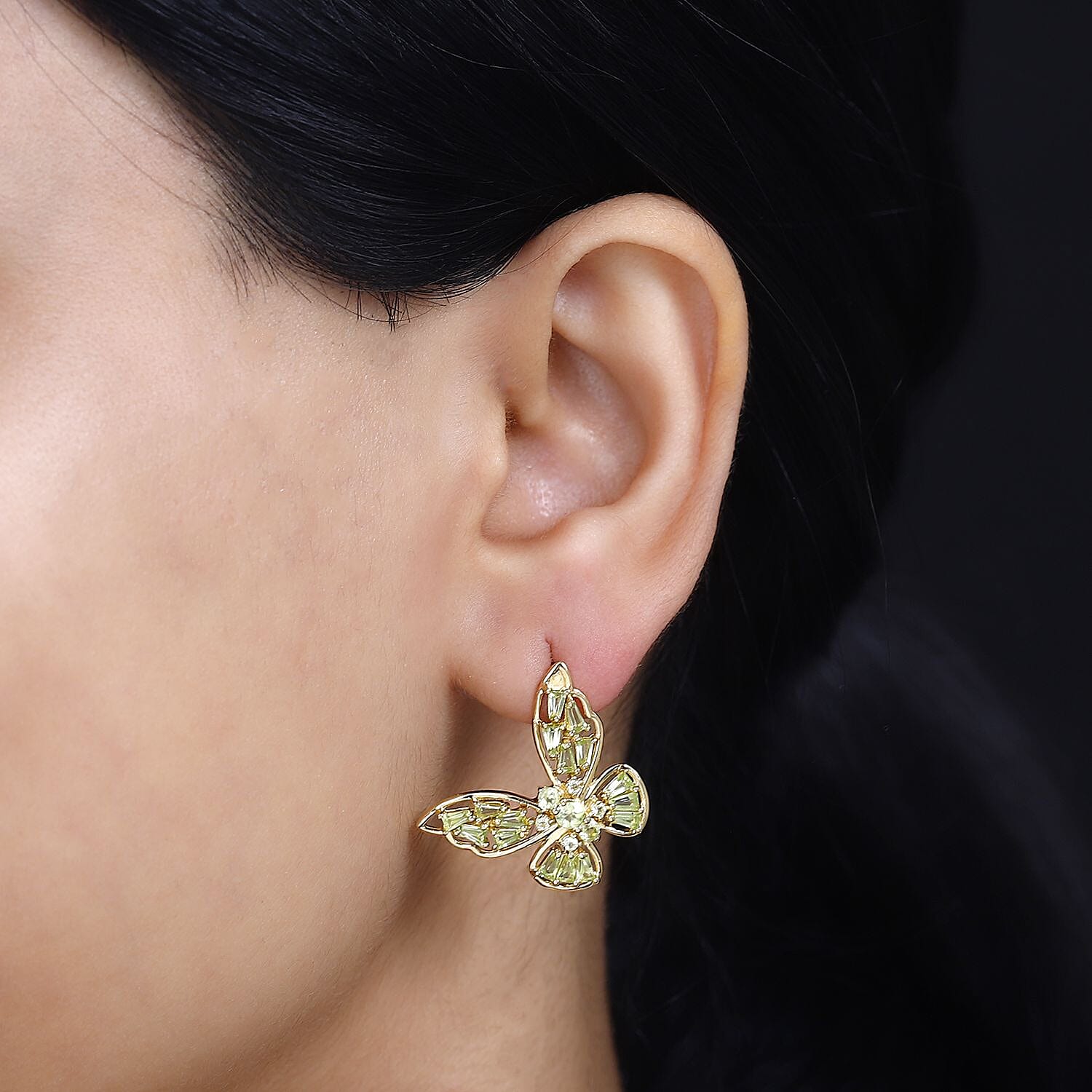 GP Italian Garden Collection - Hebei Peridot Earrings in 18K YG Vermeil Plated Sterling Silver 2.60 Ct