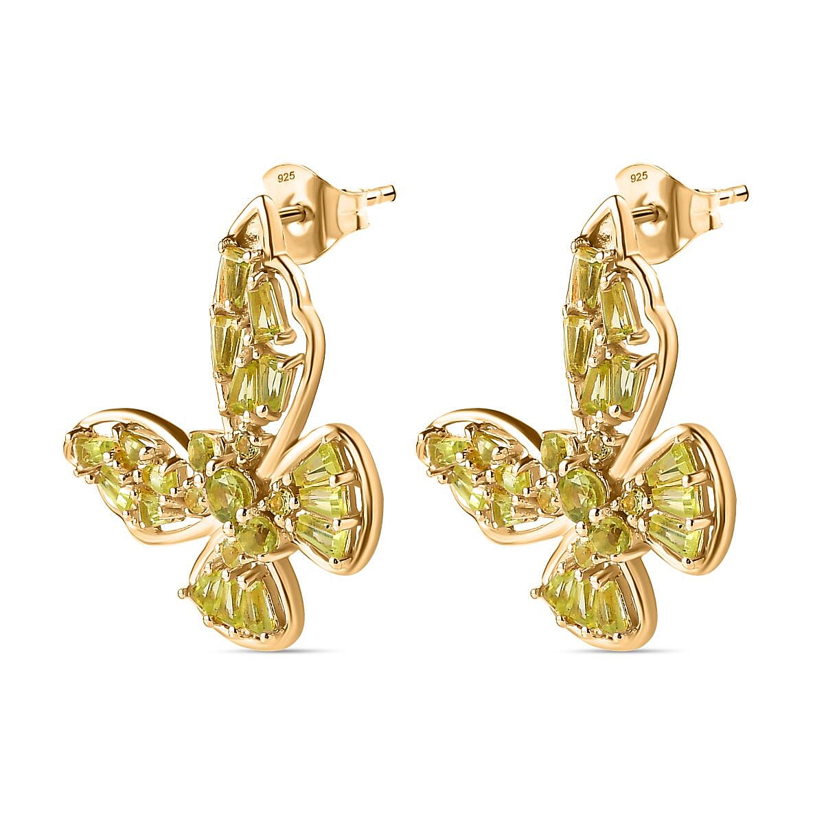 GP Italian Garden Collection - Hebei Peridot Earrings in 18K YG Vermeil Plated Sterling Silver 2.60 Ct