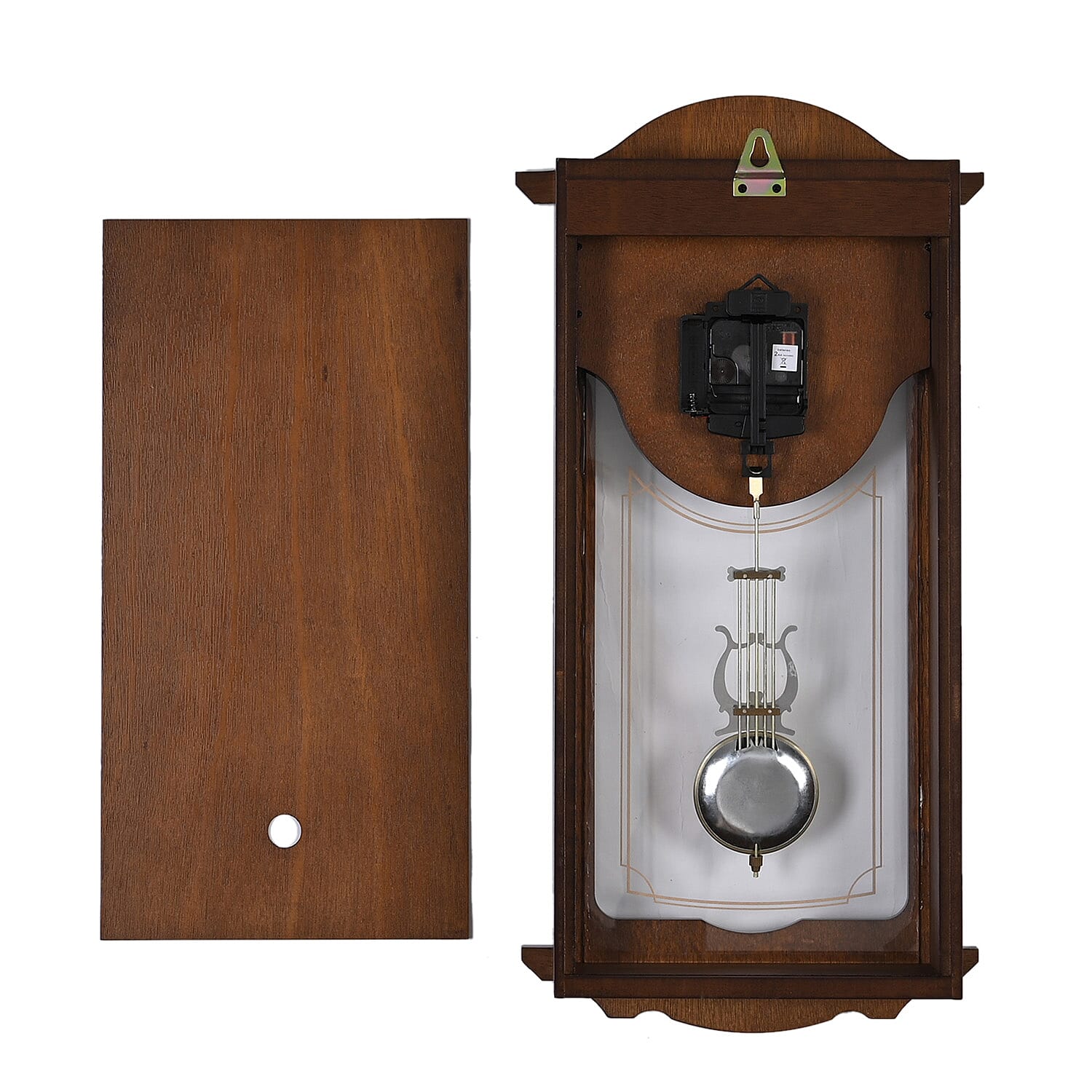 Last in Stock - Vintage Home Decor Luxury Range - Antique Style Wooden Carriage Clock with Swinging Pendulum  (Size 27x56x1 cm) - Brown