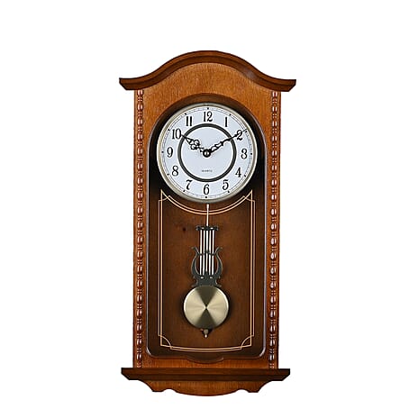 Youngtown Quartz Movt. Wall Clock with Pendulum (Battery not inc.) - Chestnut Brown