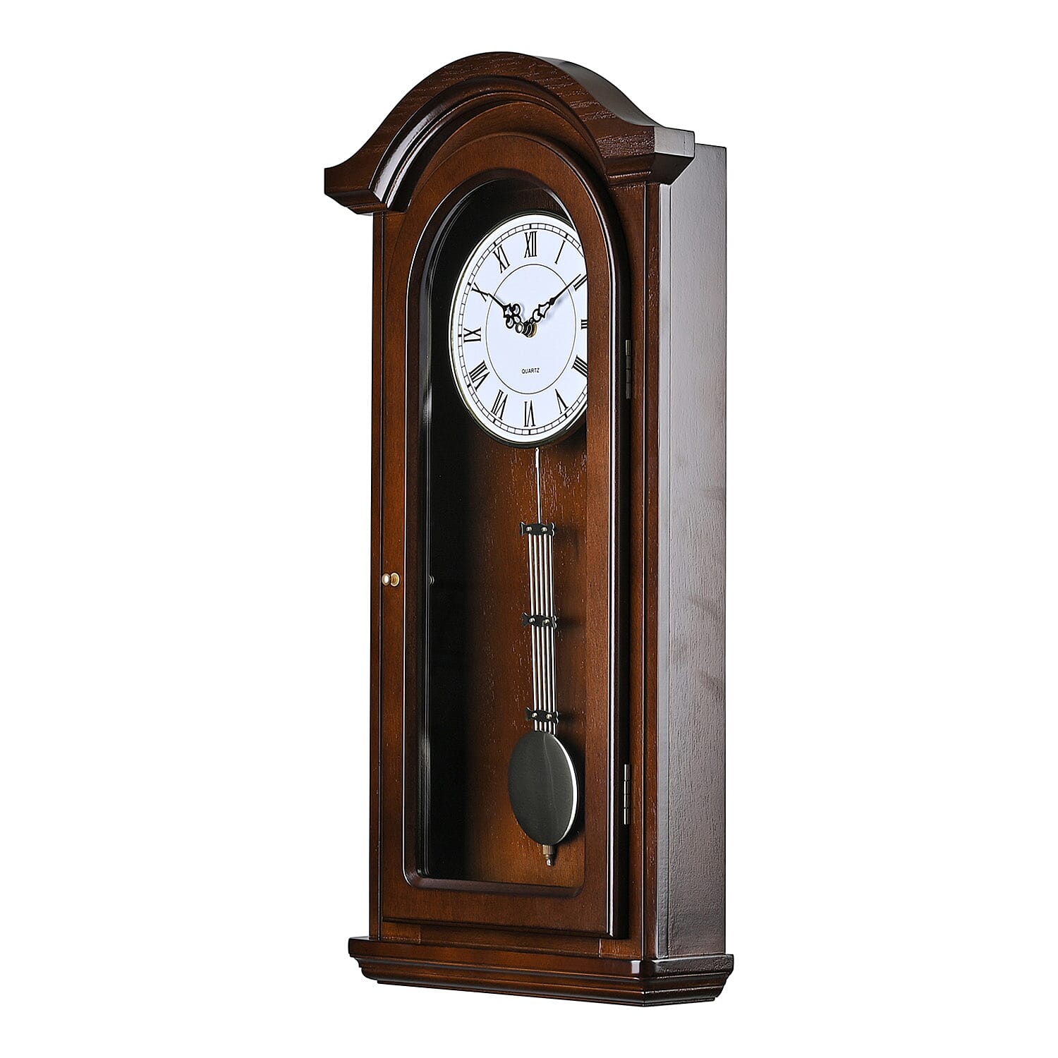 Vintage Home Decor Luxury Range - Antique Style Wooden Carriage Clock with Swinging Pendulum  (Size 27x56x1 cm) - Dark Brown