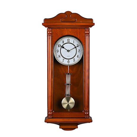 Youngtown Quartz Movt. Wall Clock with Pendulum (Battery not inc.) - Orange Brown