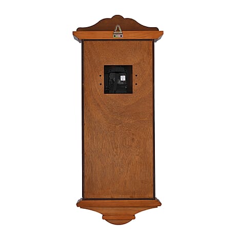 Vintage Home Decor Luxury Range - Antique Style Wooden Carriage Clock with Swinging Pendulum  (Size 27x56x1 cm) - Orange