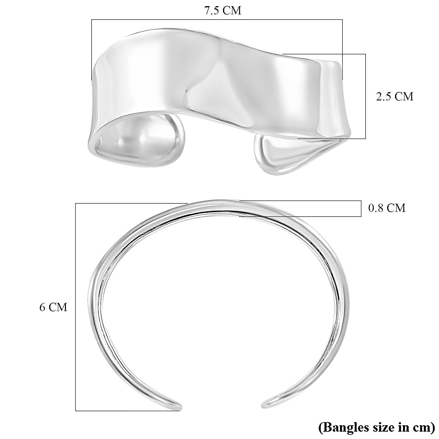 Thai Silver Wave Bangle (Size - 7.5), Silver Wt. 20.00 Gms.