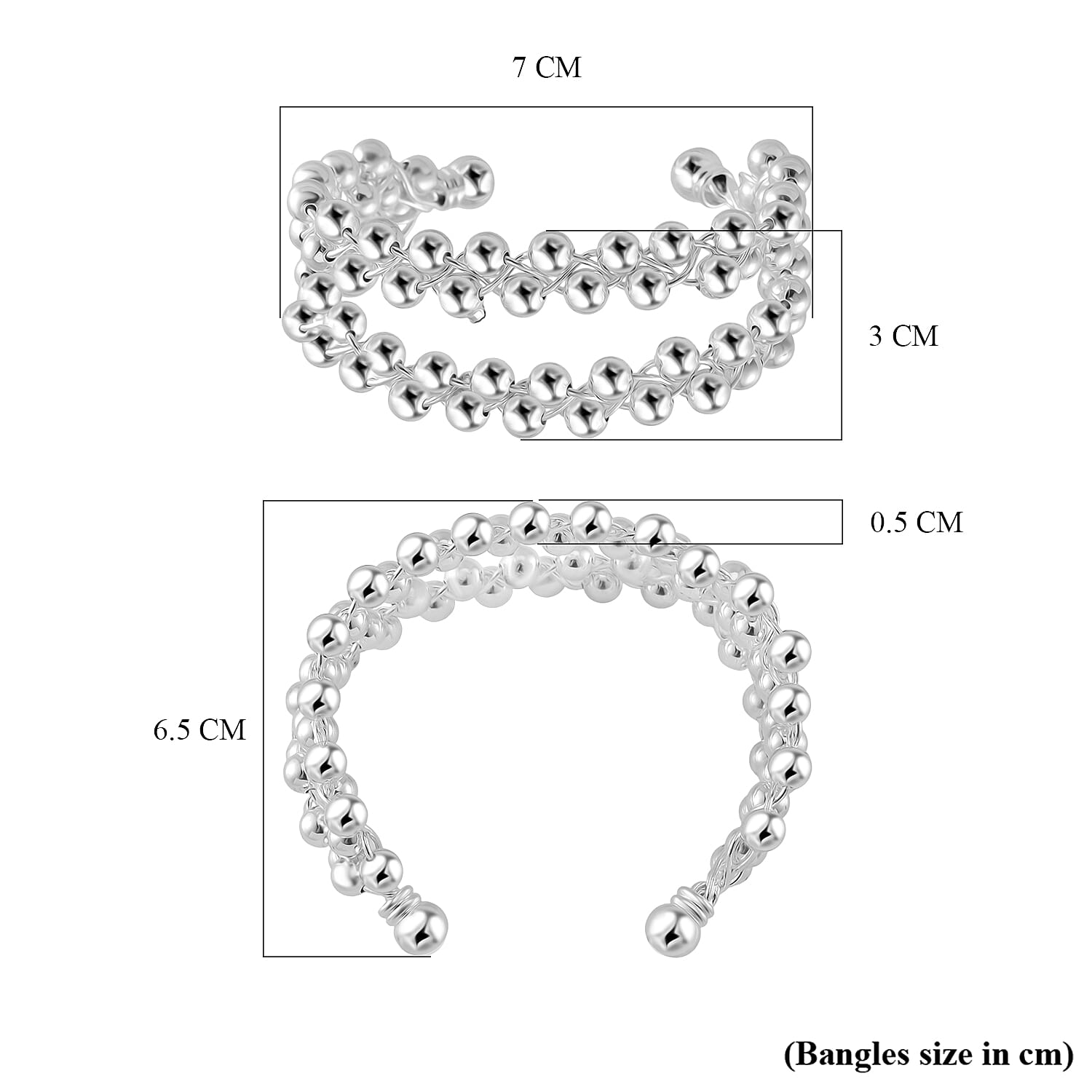 Designer Inspired Bubble Multi Row Bangle (Size - 7.5)