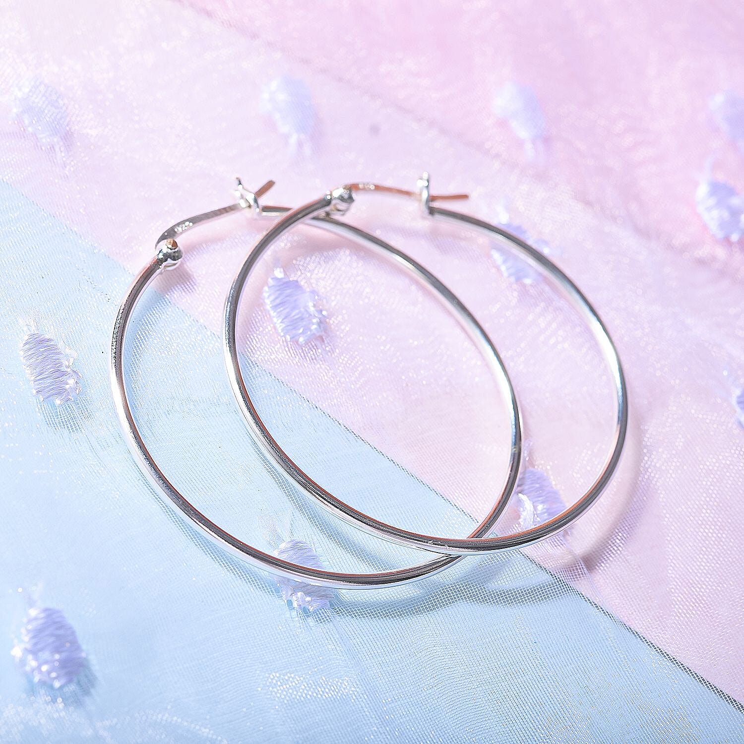 Thai Silver Hoop Earrings with Clasp