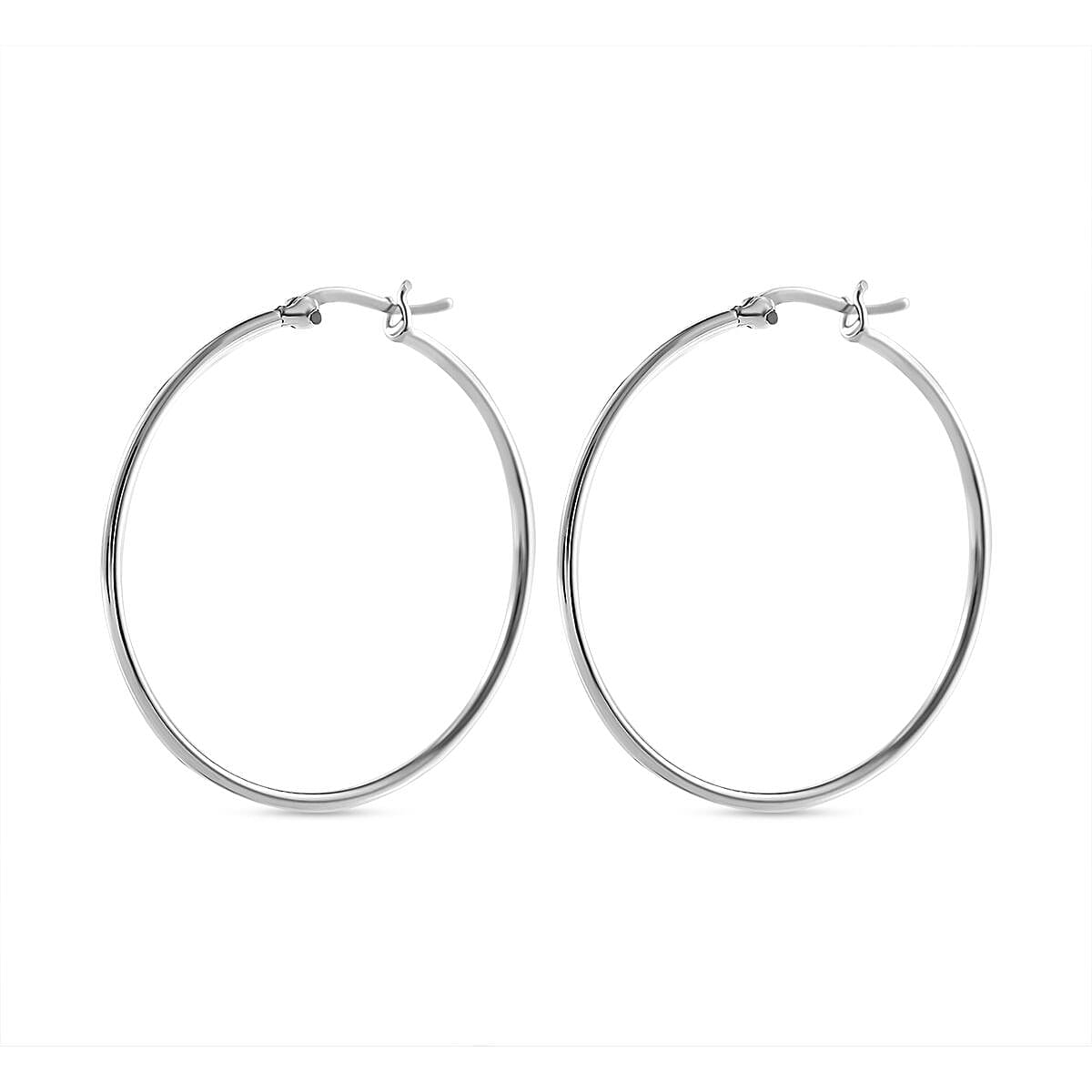 Thai Silver Hoop Earrings with Clasp