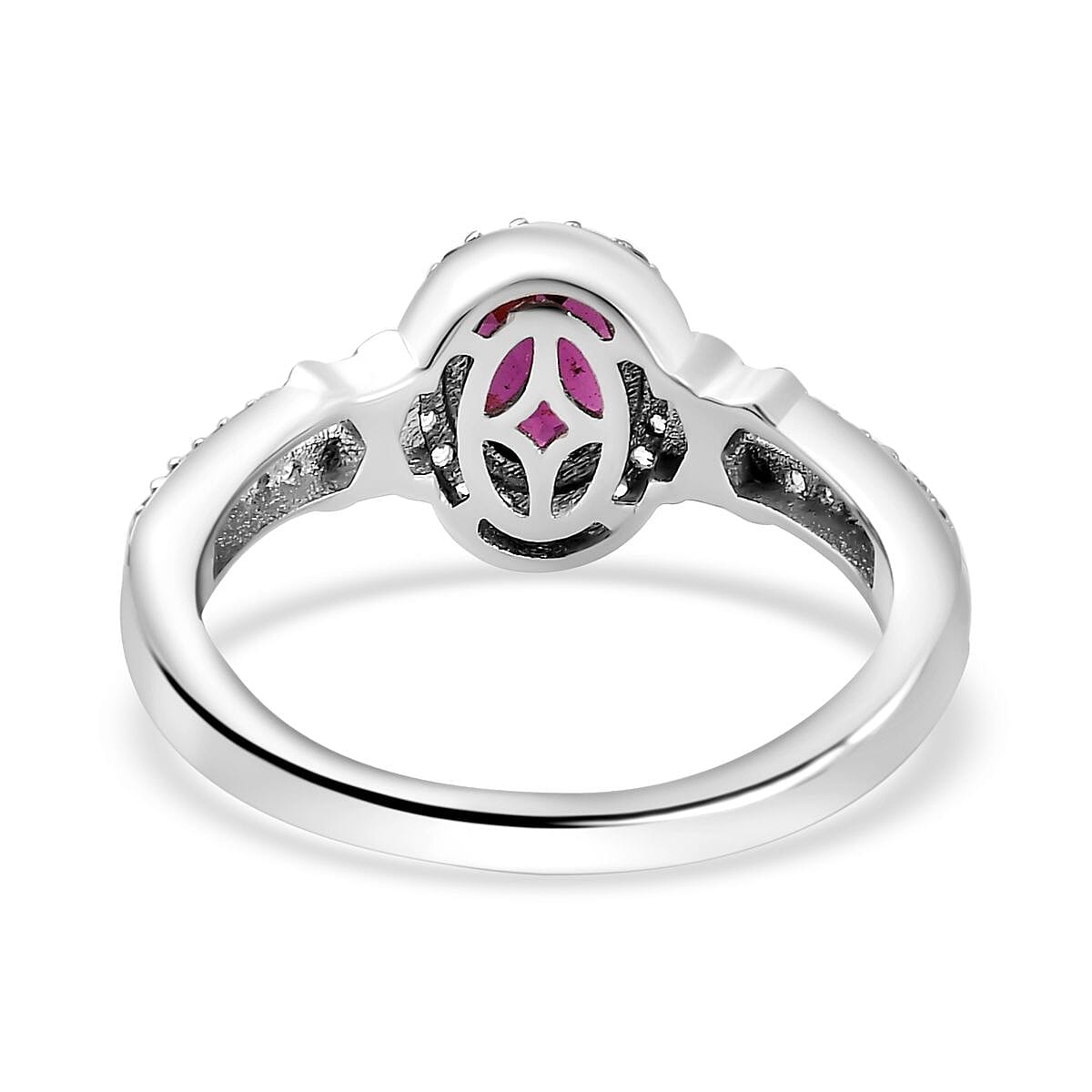 Natural Ember Garnet, Natural White Zircon Ring in Rhodium Overlay Sterling Silver 1.83 ct Natural Ember Garnet, Natural White Zircon Ring in Rhodium Overlay Sterling Silver 1.83 ct