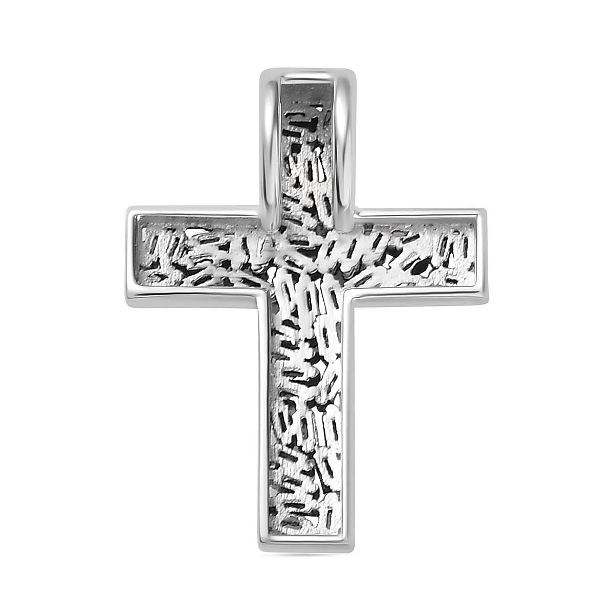 Designer Inspired Closeout - Blue Diamond Cross Pendant in Rhodium Overlay Sterling Silver 0.25 ct