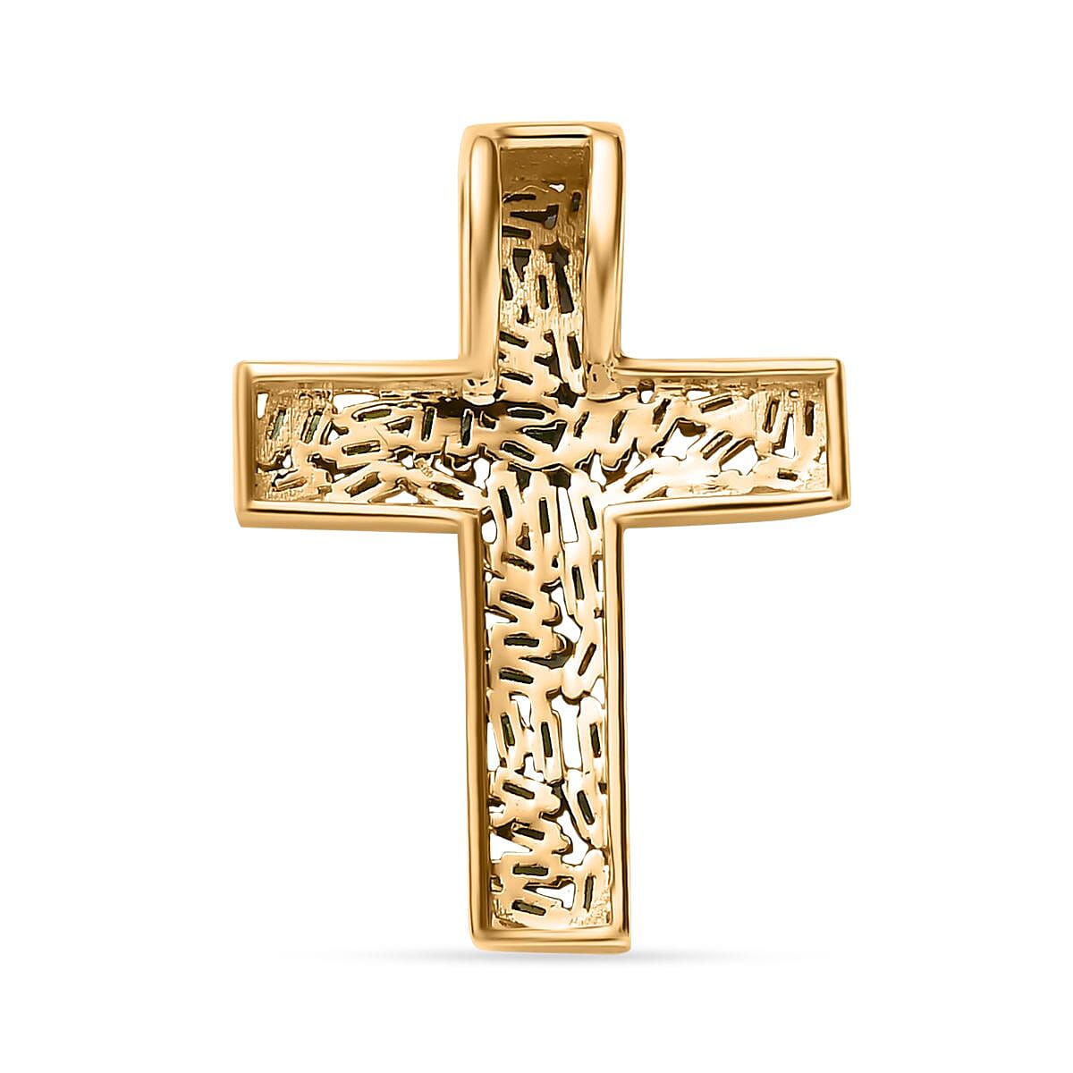 Designer Inspired Closeout - Green Diamond Cross Pendant in 18K Vermeil Yellow Gold Plated Sterling Silver Designer Inspired Closeout - Green Diamond Cross Pendant in 18K Vermeil Yellow Gold Plated Sterling Silver