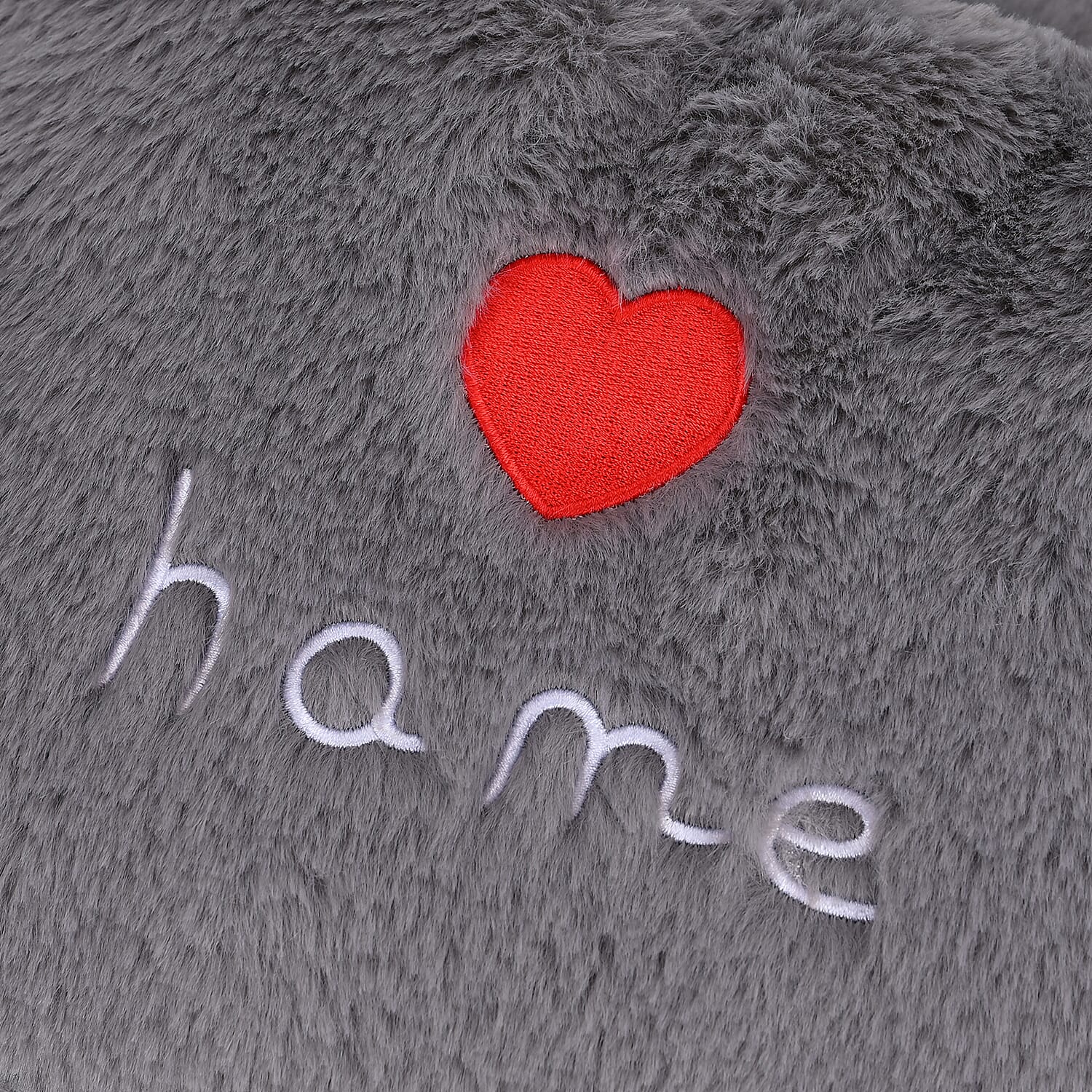 Soft Plush Foot Warmer Foot pad with heart and home embroidery (Size 35x27 cm) - Grey