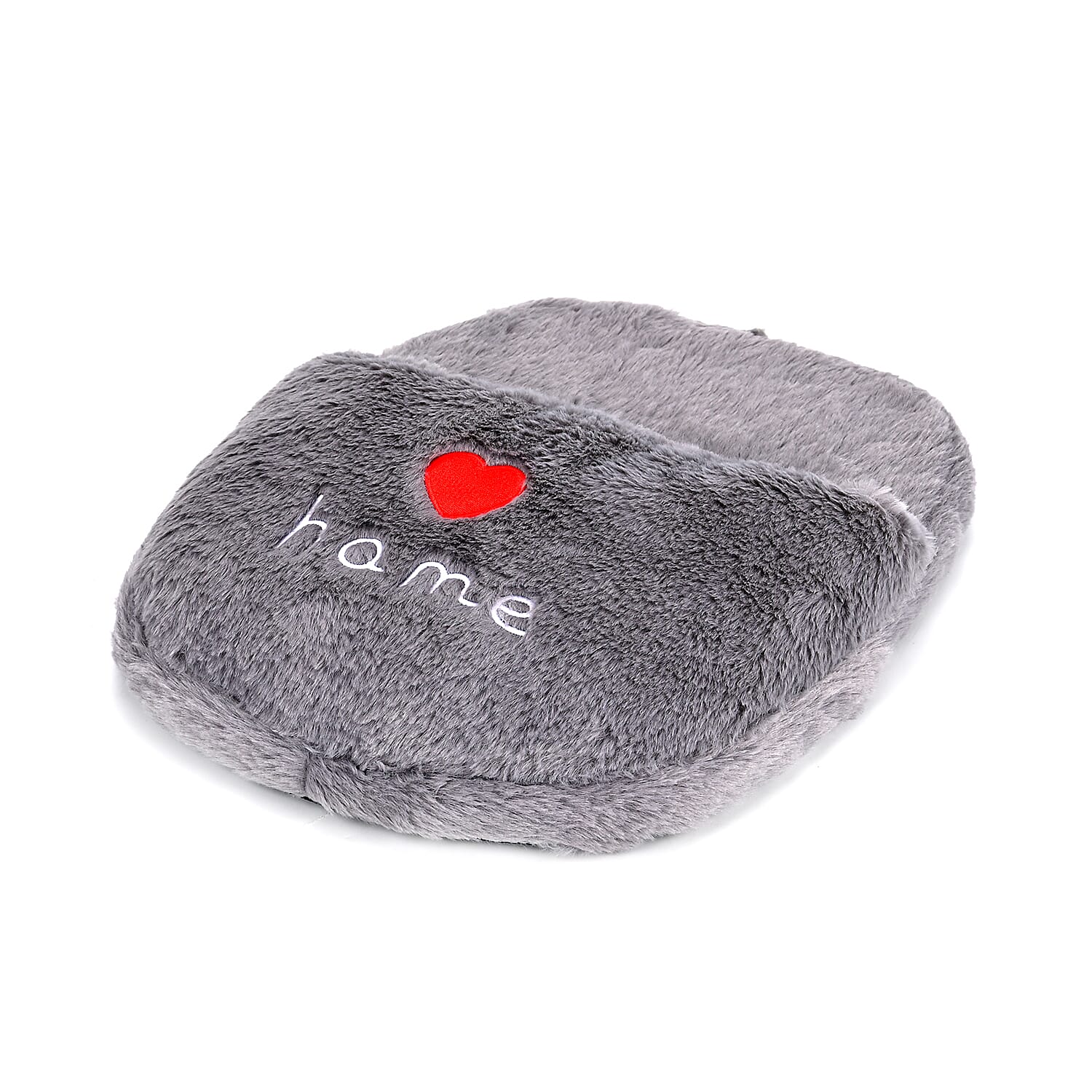Soft Plush Foot Warmer Foot pad with heart and home embroidery (Size 35x27 cm) - Grey