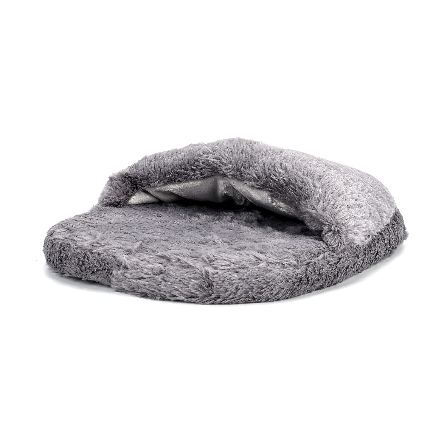 Soft Plush Foot Warmer Foot pad with heart and home embroidery (Size 35x27 cm) - Grey