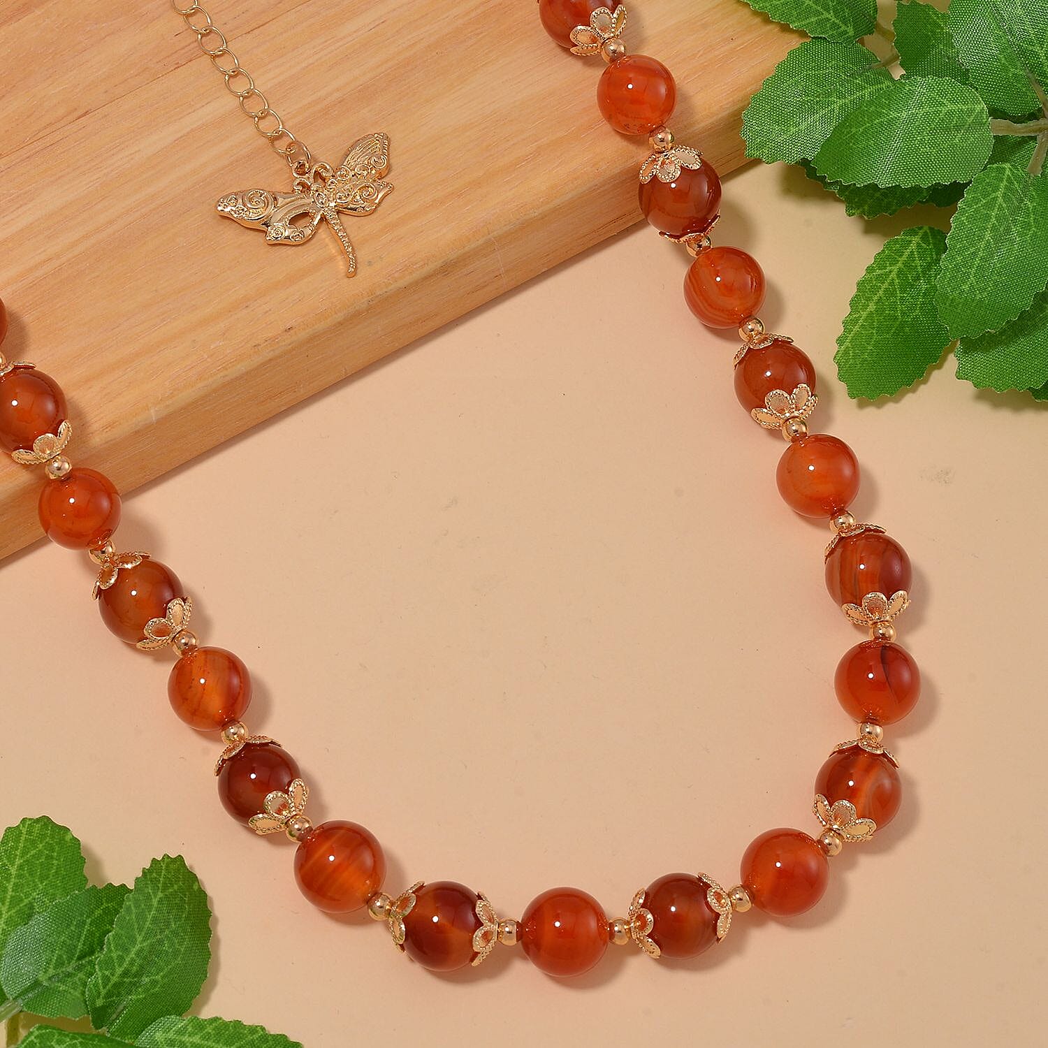 Red Agate Necklace (Size - 18-2 Ext) with Lobster Clasp & Charm  420.00 Ct.