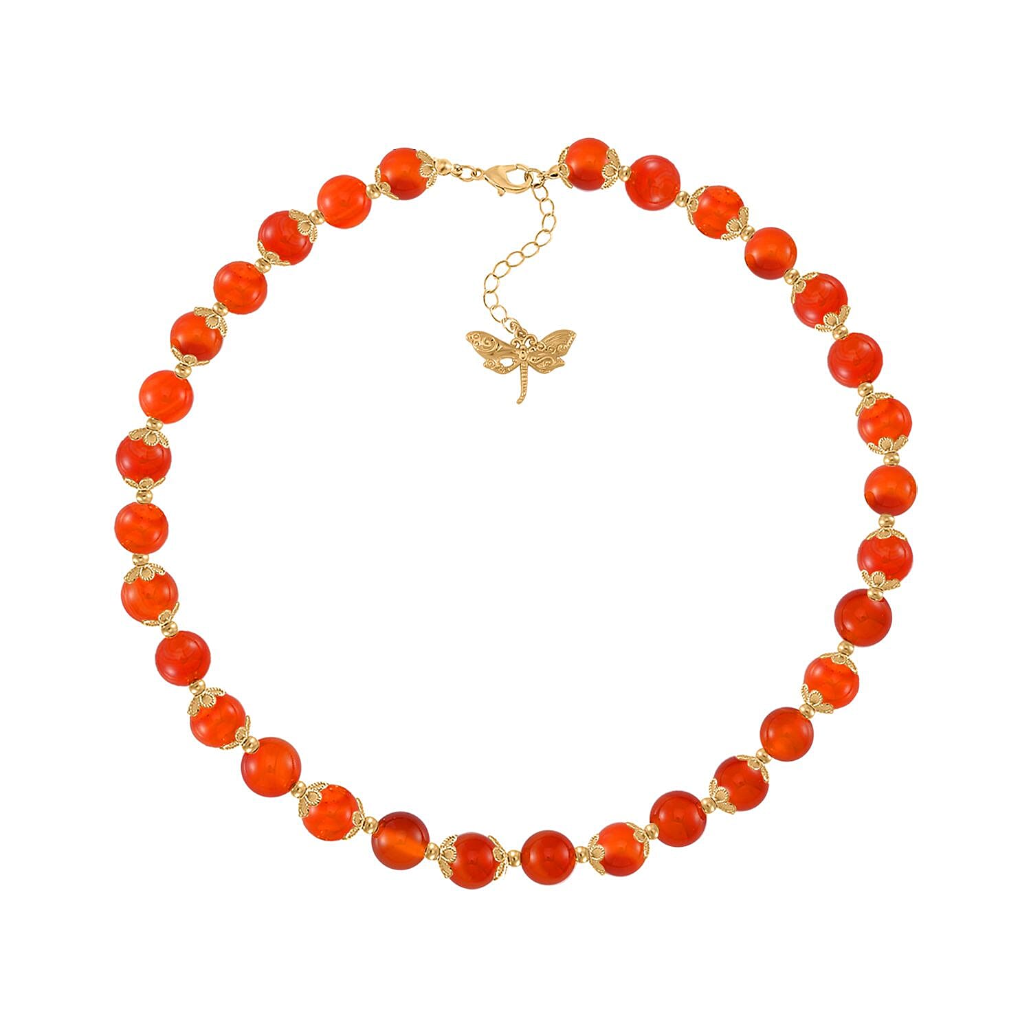 Red Agate Necklace (Size - 18-2 Ext) with Lobster Clasp & Charm  420.00 Ct.