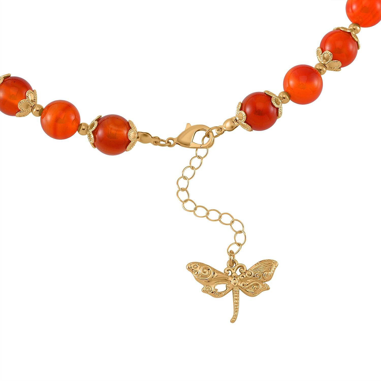 Red Agate Necklace (Size - 18-2 Ext) with Lobster Clasp & Charm  420.00 Ct.