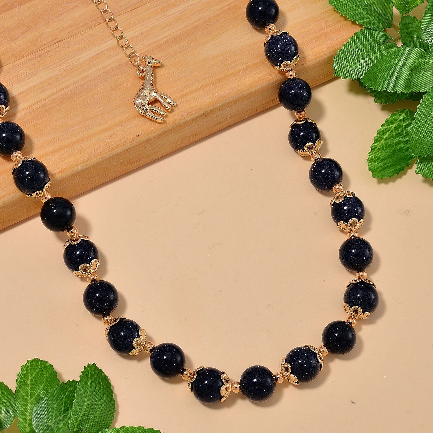 Blue Sandstone Necklace (Size - 18-2 Ext) with Lobster Clasp & Charm  420.00 Ct.