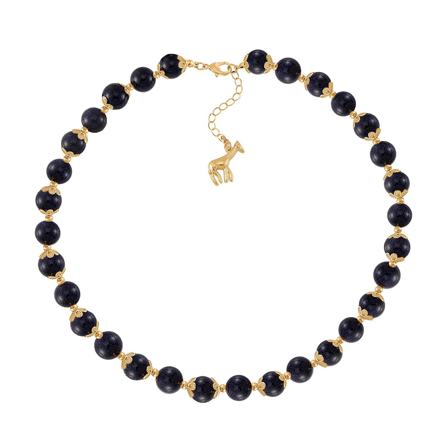 Blue Sandstone Necklace (Size - 18-2 Ext) with Lobster Clasp & Charm  420.00 Ct.