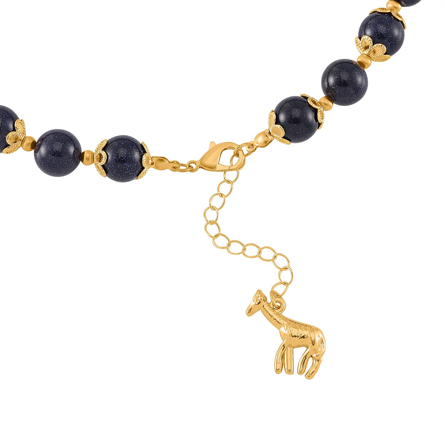 Blue Sandstone Necklace (Size - 18-2 Ext) with Lobster Clasp & Charm  420.00 Ct.