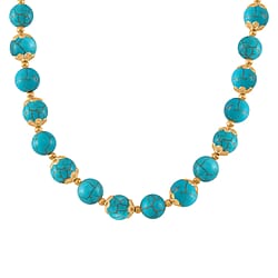 Blue Sandstone Necklace (Size - 18-2 Ext) with Lobster Clasp & Charm  420.00 Ct.