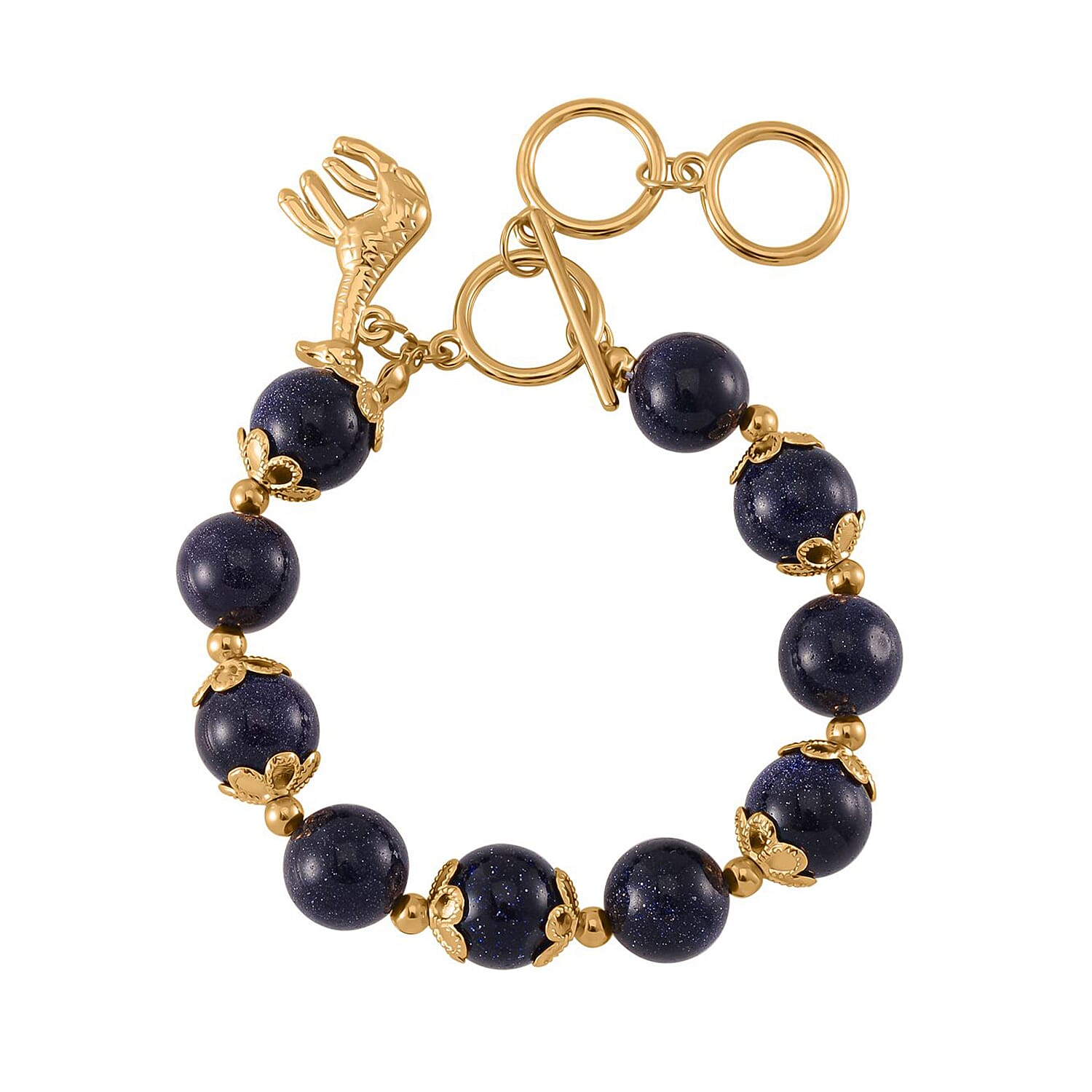 Beaded Bracelet (Size - 7.5) With T Bar Clasp and Charm 