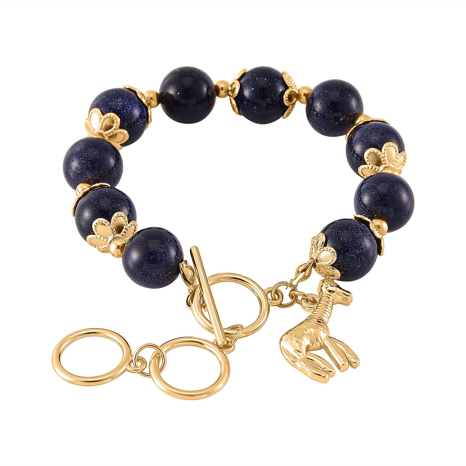 Beaded Bracelet (Size - 7.5) With T Bar Clasp and Charm 