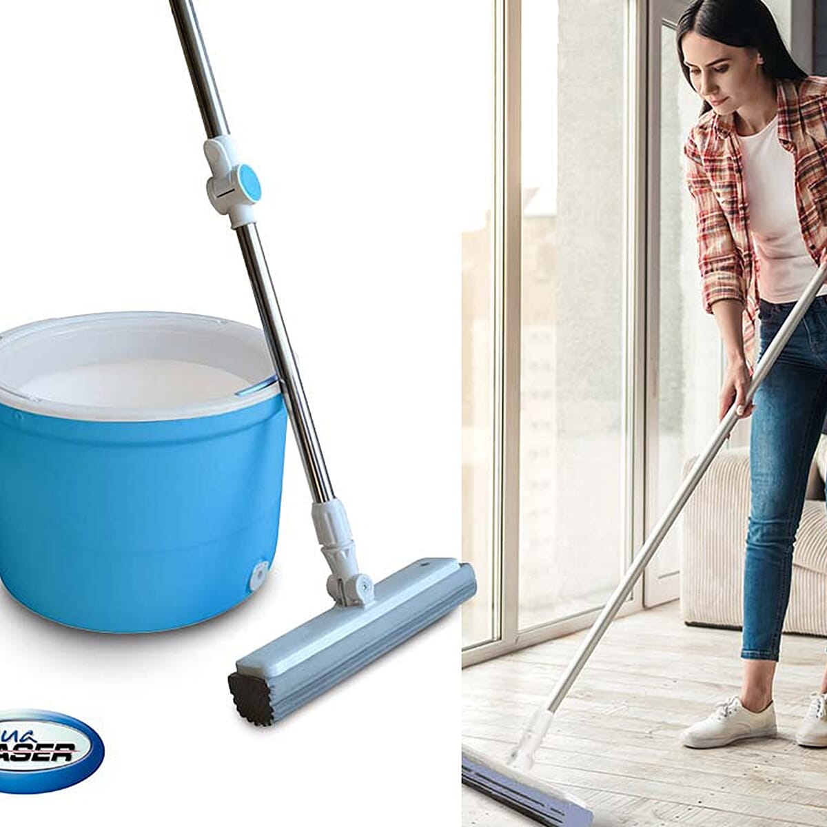 Aqua Laser Rotator Mop Self-Wringing System 180 Rotation - Blue