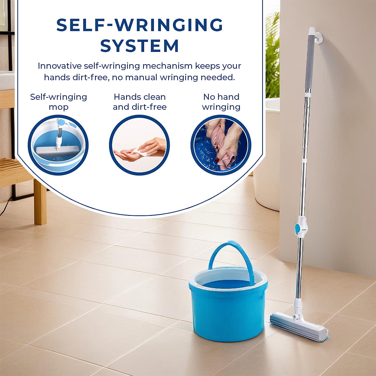 Aqua Laser Rotator Mop Self-Wringing System 180 Rotation - Blue