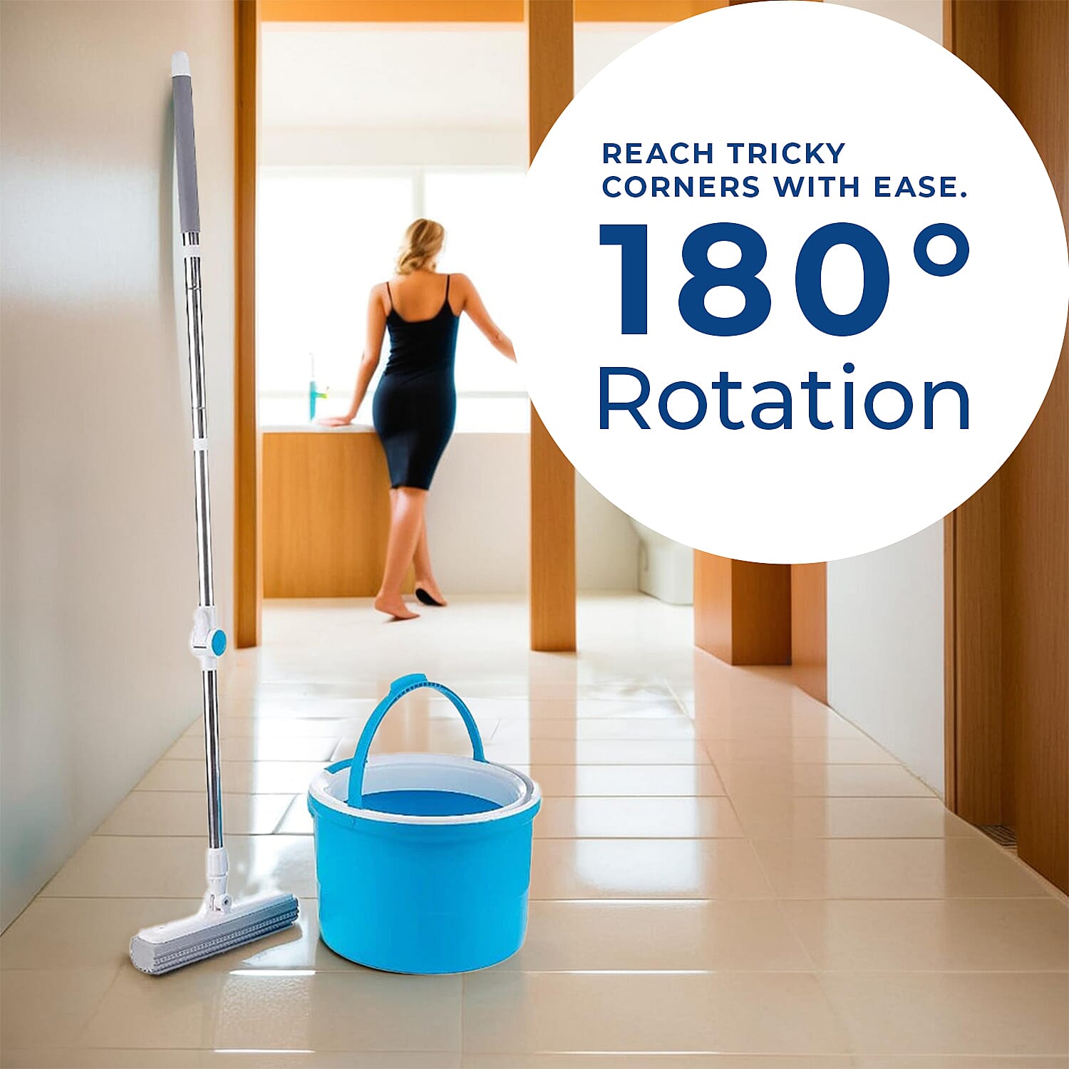 Aqua Laser Rotator Mop Self-Wringing System 180 Rotation - Blue