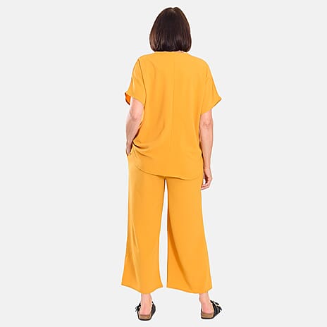 Firenzaa Crepe Trouser and Top (Size M) - Mustard